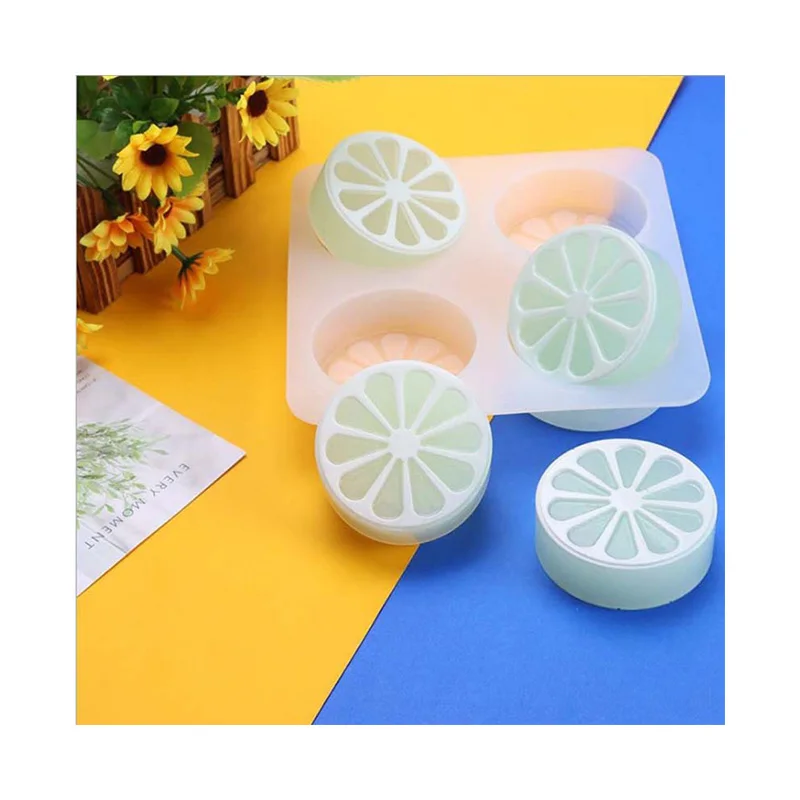 Diy 4 Even Orange Orange Silica Gel Mold Four Hole Lemon Soap Mold Silica Gel Cake Manual Soap Mold