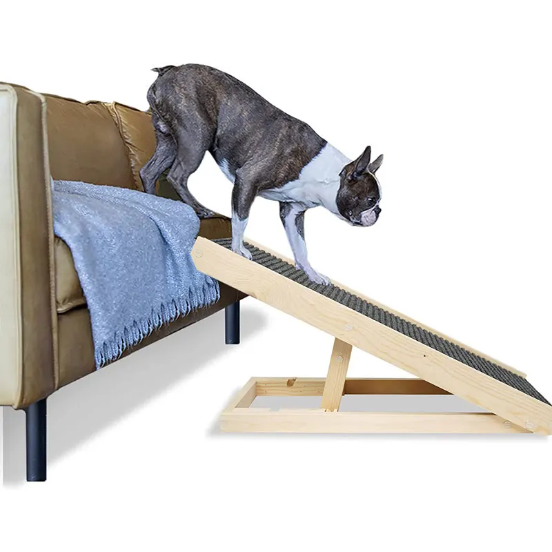 New Height Adjustable Wood Dog Ramp Foldable Pet Stairs Wooden Fold Dog Ramp