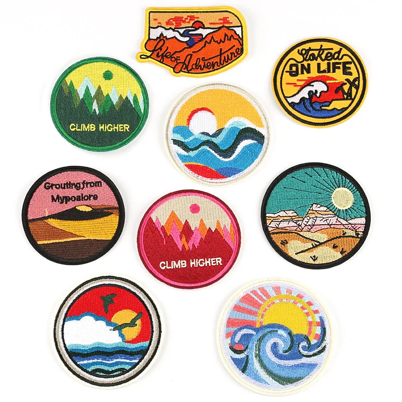 Factory Price Custom design embroidery patches iron on embroidered badges for hat and Dress