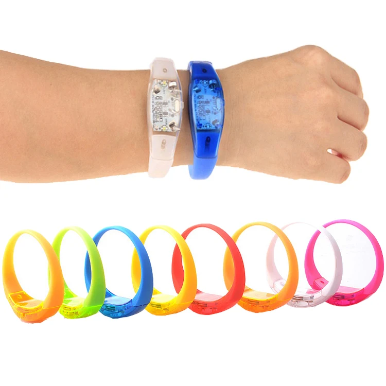 Event Party Supplies Sound Activated Voice Vibration Control Silicone Flashing Light Pulseras Led Bracelet With Custom Printing