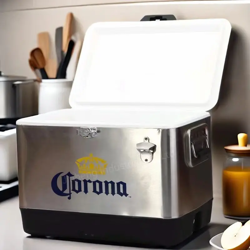 Corona 53L Beer Cooler Box Stainless Steel Camping Metal Vintage Customized Square Buckets, Coolers & Holders Sustainable 51L