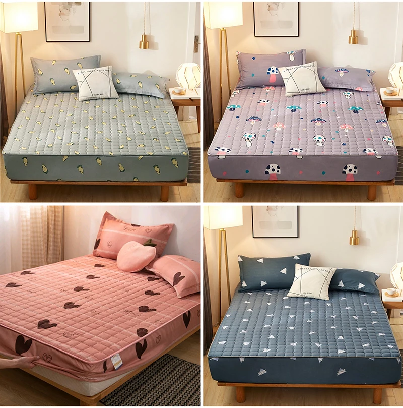 Wholesale Breathable Soft bed fitted sheet bamboo warming printed Quilted mattress covers & protectors