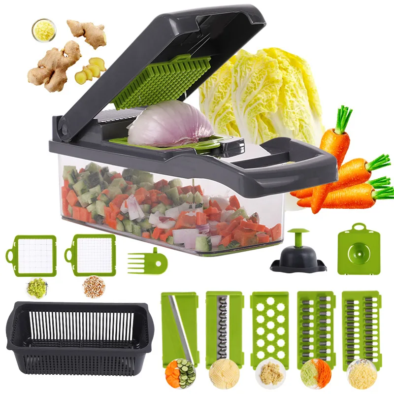 Hot selling Kitchen tools multi 12 In 1 manual mandoline fruit vegetable cutter onion dicer veggie slicer vegetable chopper