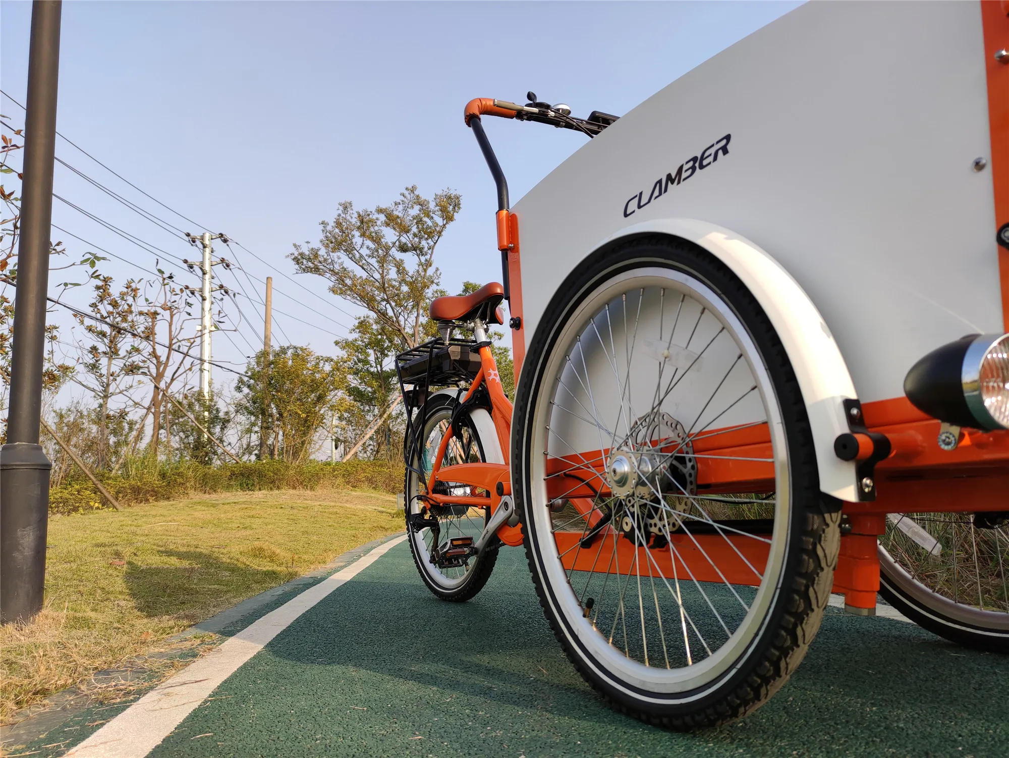 best selling 250W electric cargo bike with front wood box 3 wheel bike bicycle europe stock delivery bike