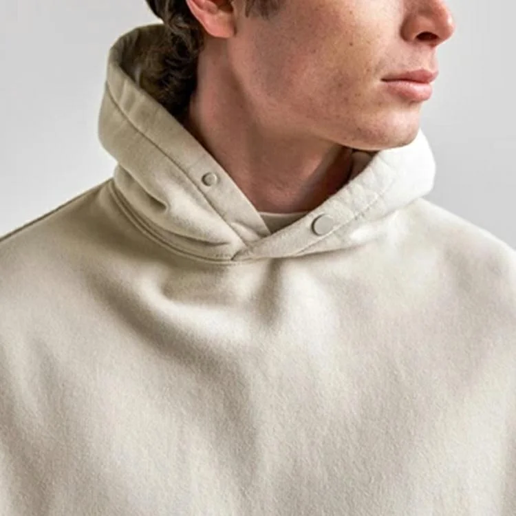 Heavyweight Baggy Oversized Fleece French Terry Hoodie Luxury 100% Cotton Custom Snap Button Pullover Essentials Hoodie