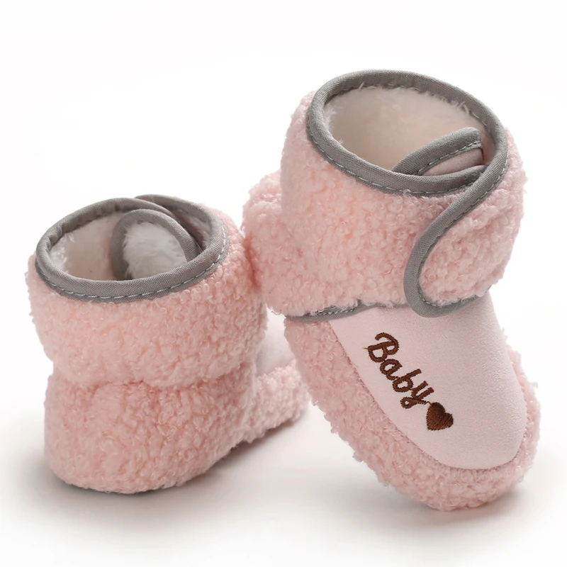 Winter velvet warm booties cute Soft Bottom Anti Slip 0-1Years baby girl boys cotton shoes wholesale