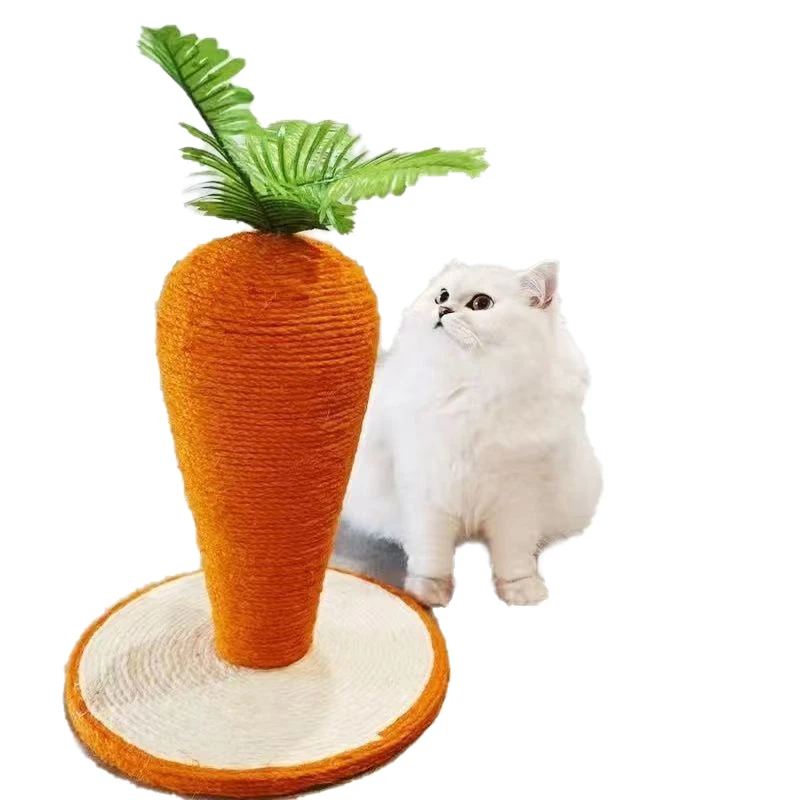 Factory Direct Selling Carrot Design Cat Scratching Post Climbing Frame Tree Wooden Sisal Cat Scratching Post