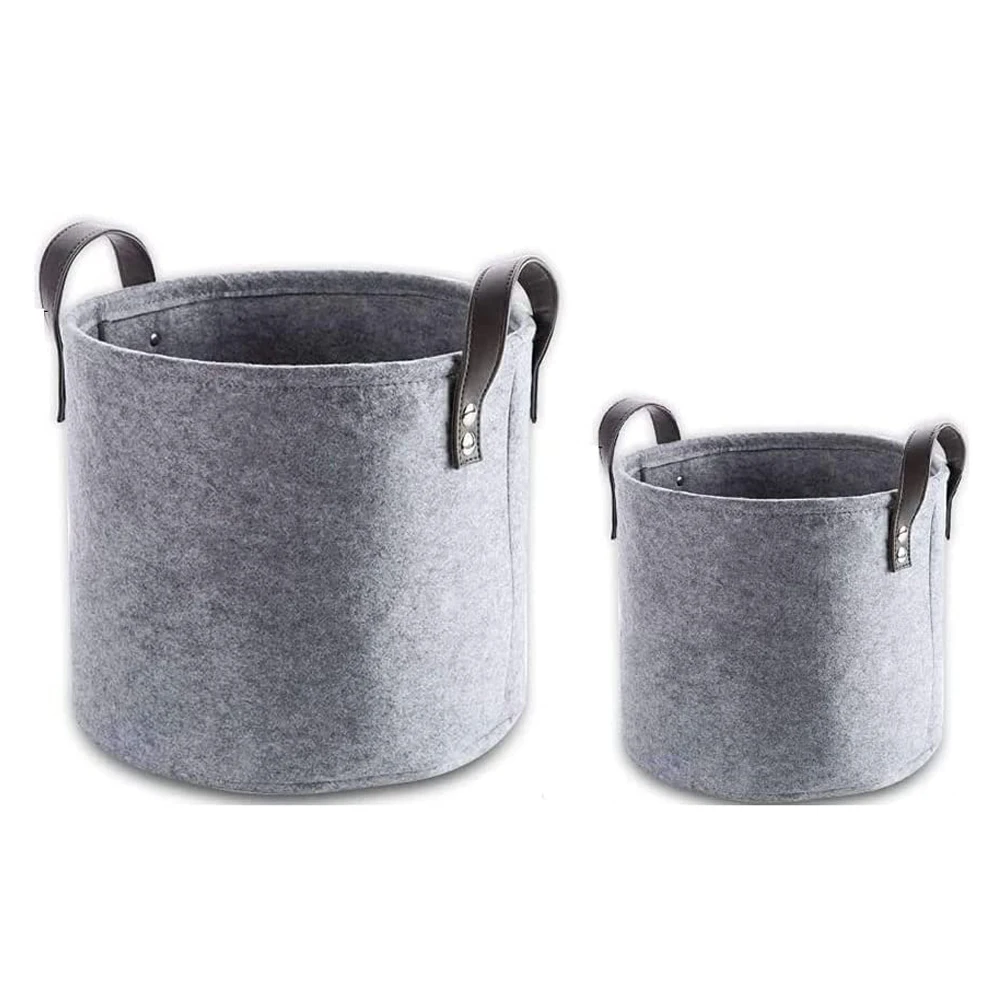 Eco Friendly Felt Kid Toy Storage Boxes Bin Organizer Folding Laundry Basket Round