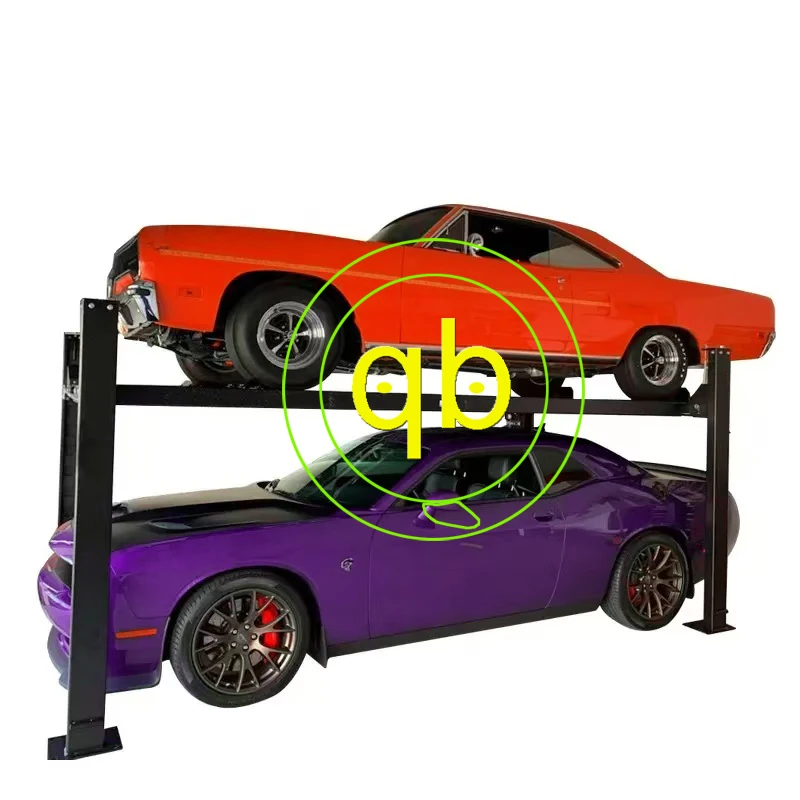 4-Post 2 Level Mechanical Vertical Car Parking Lift System Hydraulic House Family Garage Hoist Equipment Platform Car Lifter