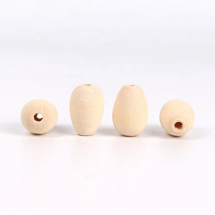 High Quality Jewelry Accessories Bulk Wooden Beads Natural Unfinished Oval  Shaped Wood Beads