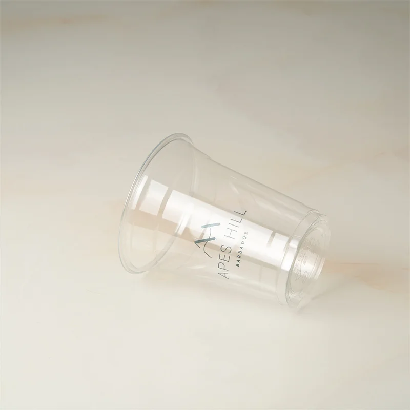 12oz Plastic Cups Customized Print Clear PET Cup with Flat Lid