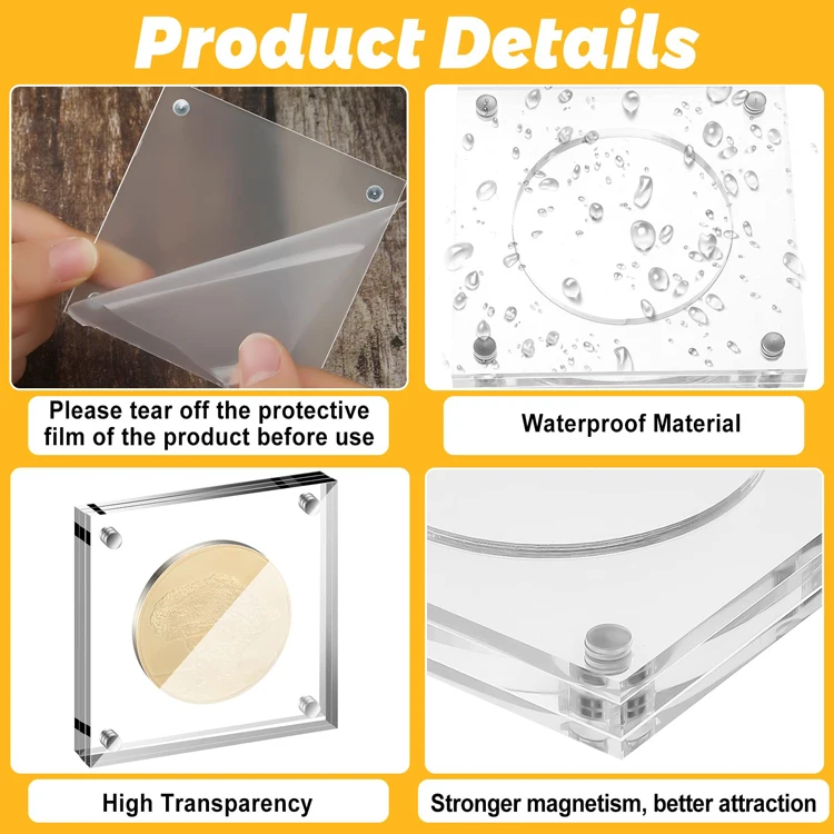 UV protection Memorabilia coin Display case Clear Plexiglass Preserved magnetic Acrylic case