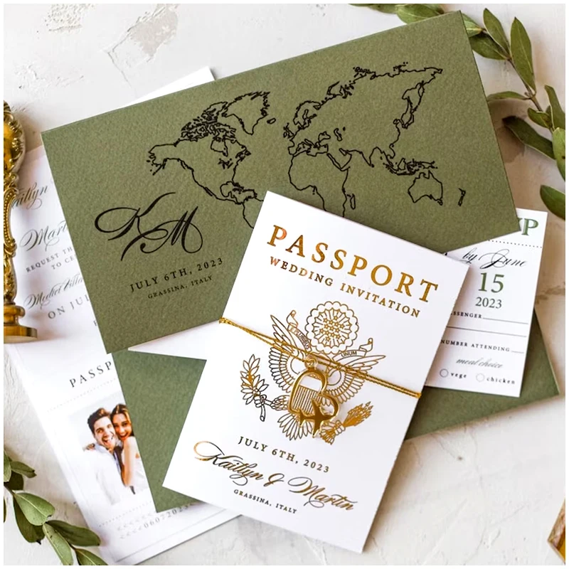 Unique Design Wedding Invitation Cards Passport Invitations Customized Passport Boarding Pass Greeting Card Custom Printing