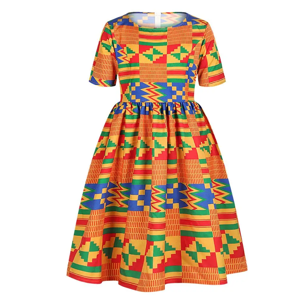 2020 Wholesale kids skirt african traditional clothing little girls short sleeve dress