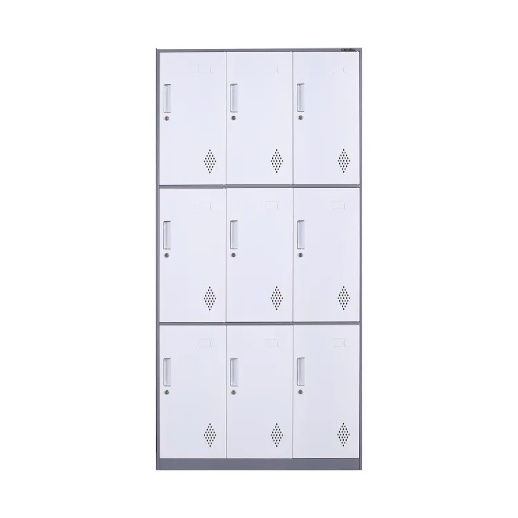 Factory price 9 doors metal storage cupboard key lock stainless Steel staff locker cabinet
