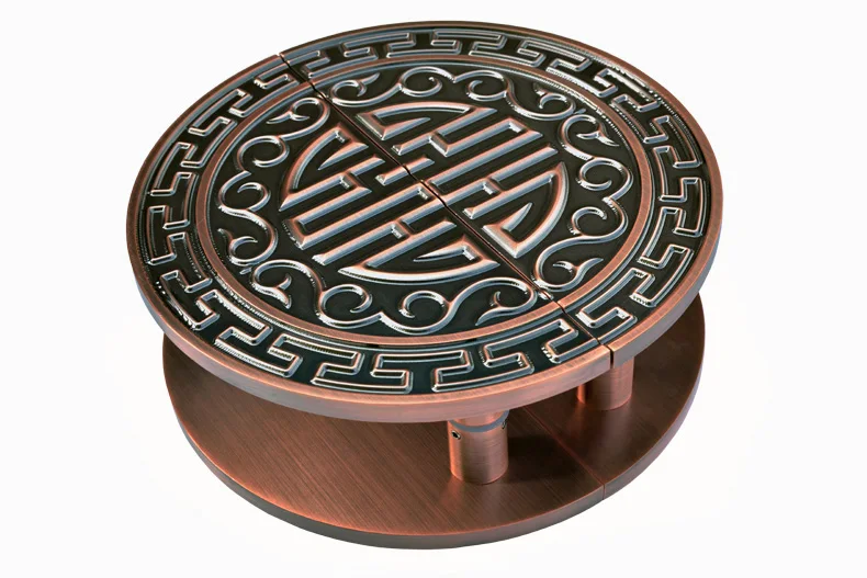 Antique bronze engraved Chinese glass door wooden door handle solid aluminium plate custom pair of semi-circular pull handle