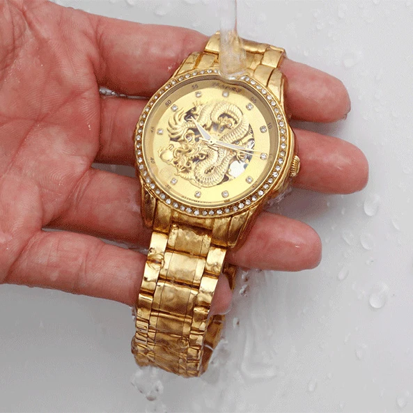 Luxury Watch Mechanical 3D Gold Dragon High Quality Automatic Mechanical Watches Men Wrist