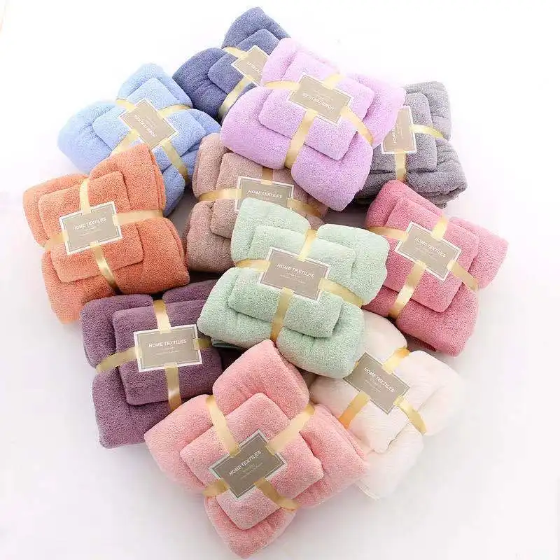 Factory Wholesale Coral Fleece Microfiber Hand Absorbent High Quality Baby Cartoon Cheap Hotel Bath Towels Sets