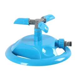 3 Arm Garden Plastic Rotating Lawn Water Irrigation Sprinkler With Spike