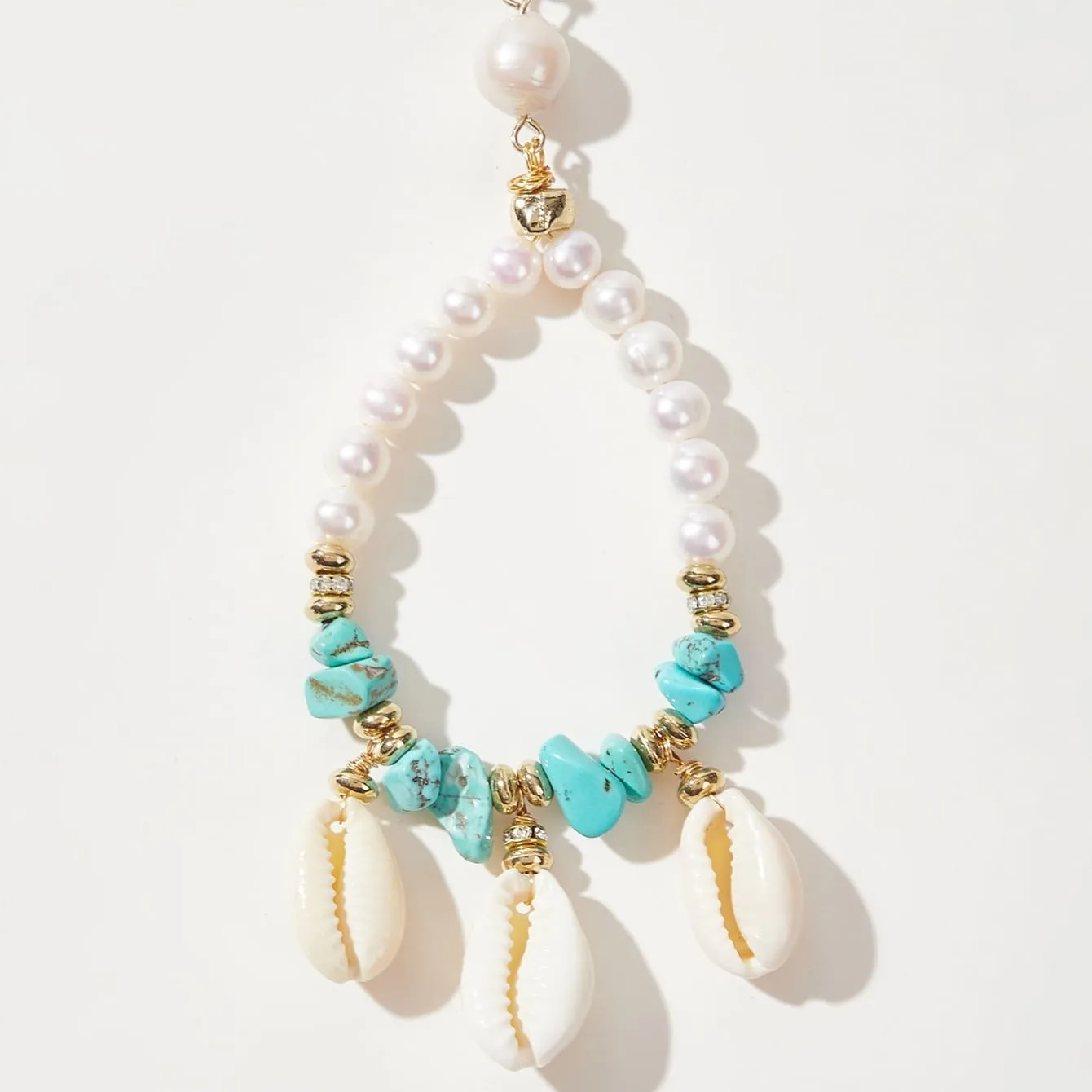 Heart pearl earring Shell Earring With Turquoise Stone Faux Pearl Dangle Fresh Water Pearl Drop Earrings For Women