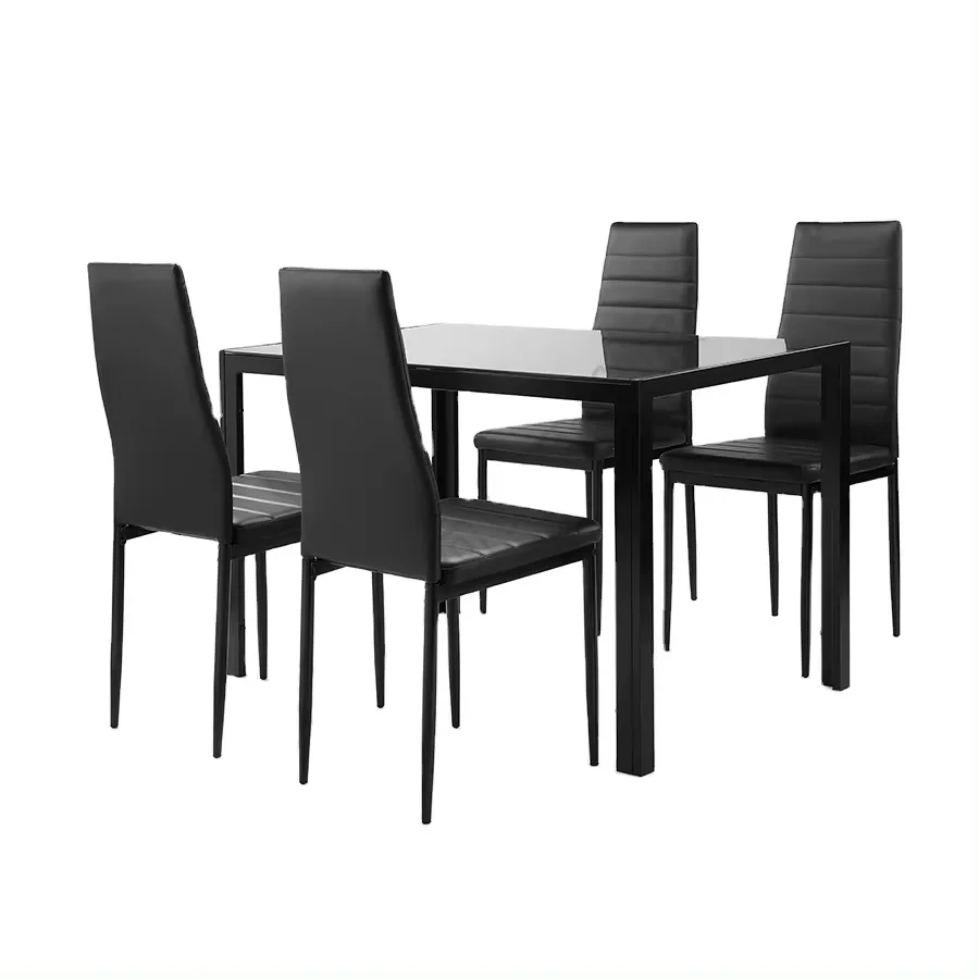 Glass Dining Room Table Set for Small Spaces Kitchen Table and Chairs for 4 Table with Chairs Home Furniture Rectangular Modern