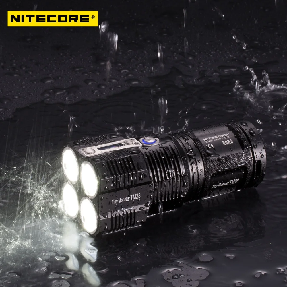 Оригинальный светодиодный фонарик NITECORE TM28 655 лм дальность луча 18650 м с зарядным устройством и 4 шт. литий-ионных батарей 3100