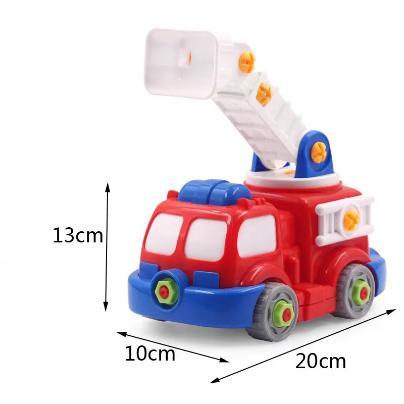 2022 Diy assembly removable Fire engine apart kids educational toys with electric drill or manual rotation table game