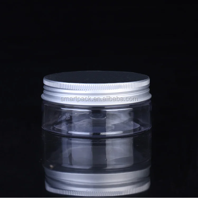 Factory wholesales short jar 50ml plastic cosmetic cream jar PET jar with aluminum lid