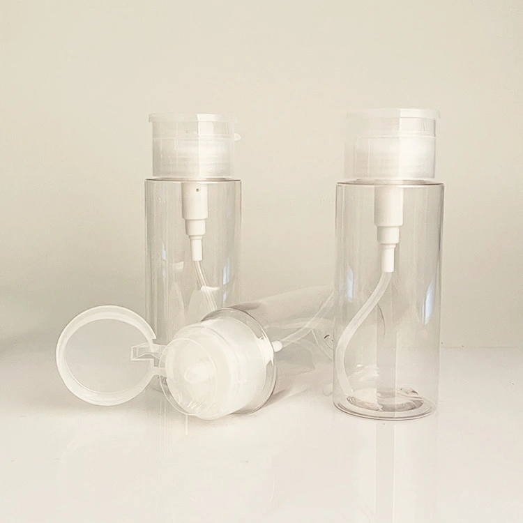 Top Quality 150ml 5oz Pressure Plastic Bottle For Nail Washing Water Empty Cosmetic Makeup Remover Bottle Pump Dispenser Bottle