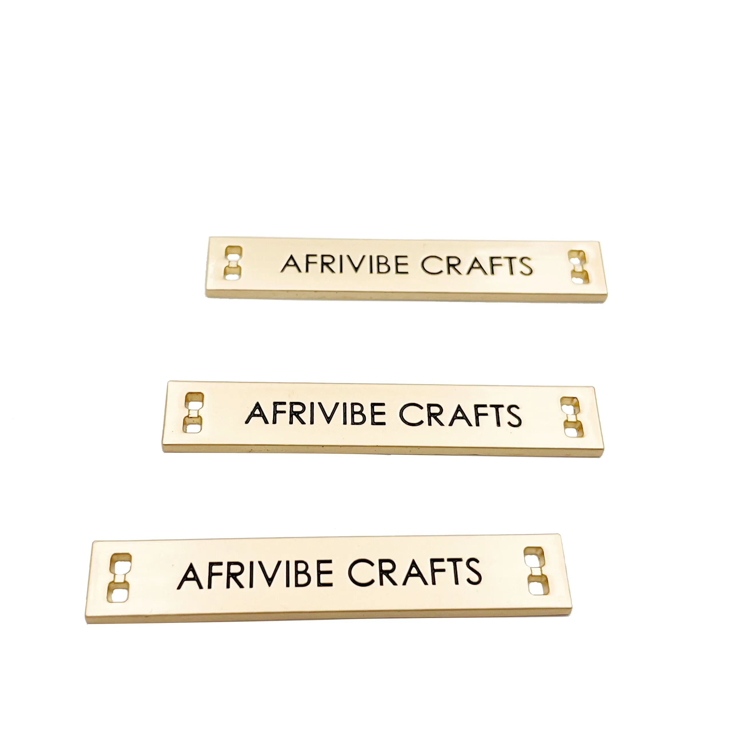 custom metal clothing labels with sewing holes