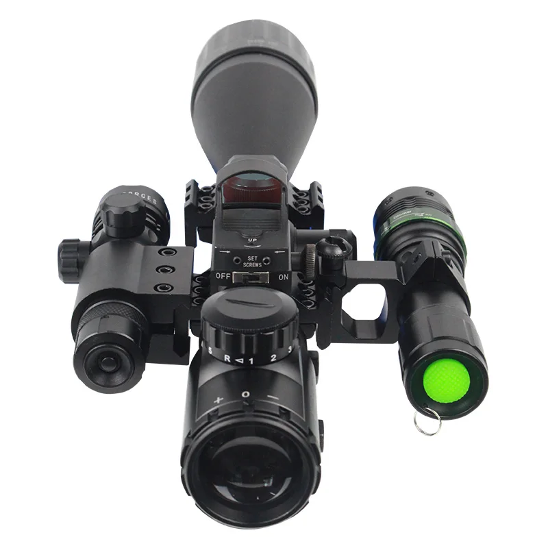 Super Cool 6-24x50+  Red Dot Sight +Laser Sight +Flash Light  Hunting Scope Combo Optical Scope Reflex Sight Scope
