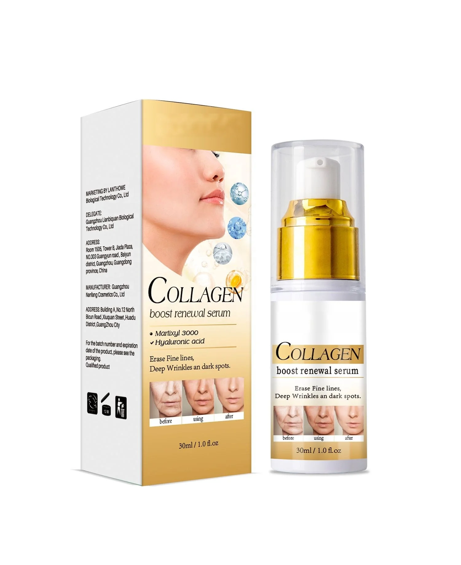 Private label skin care serum anti aging moisturizing brighten high concentration collagen serum for face