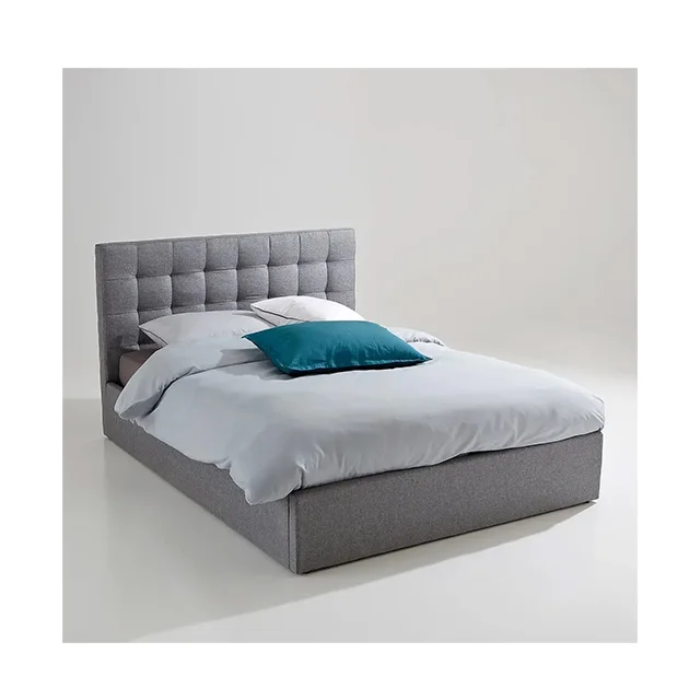Nordic свет роскошные спальни ткань двуспальная кровать из твердой древесины; Серый цвет; Мягкая-pack Лифт Бар постели хранения