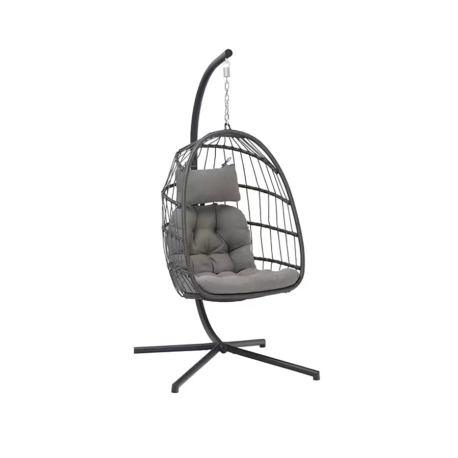 Egg Large Rattan Wicker Swing Hanging Chair Foldable Swing Chairs For Indoor Outdoor Patio Basket Seat