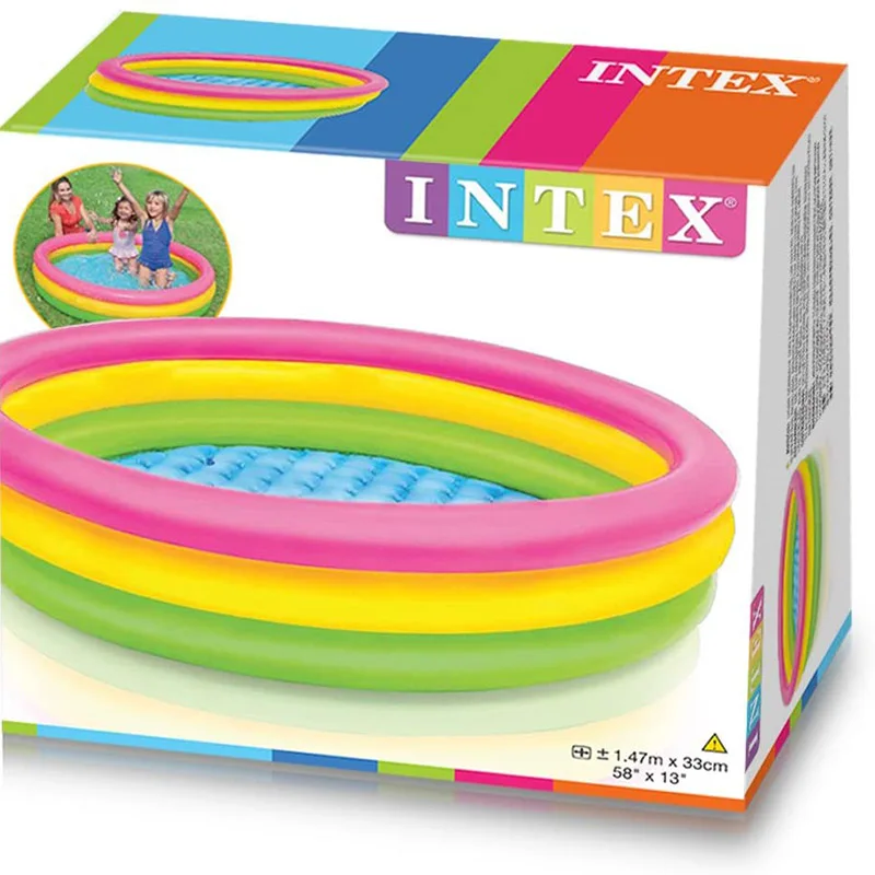  Легкий в использовании набор светящийся надувной бассейн Intex 57422 детский 58x13 дюймов круг с 3 кольцами
