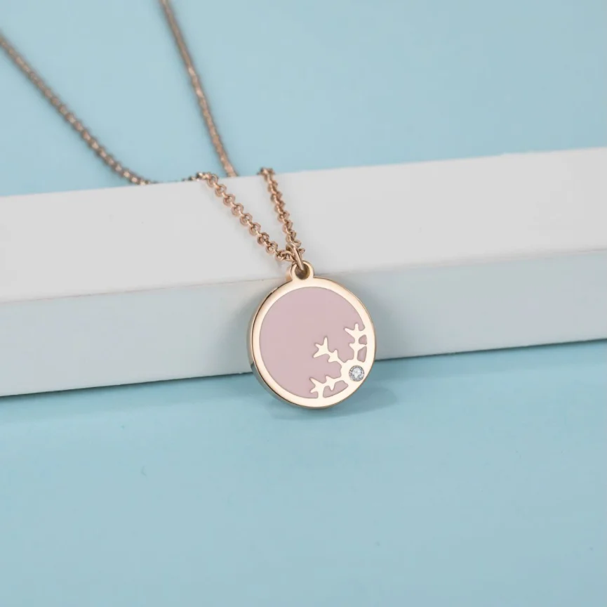 Fashion stainless steel 03 Squashed cross chain Snowflake Real Diamond Necklace