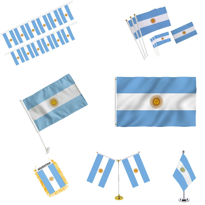 Flagnshow hot selling Argentina soccer fan products custom logo flags cap sunglasses mask for Argentina soccer football fans