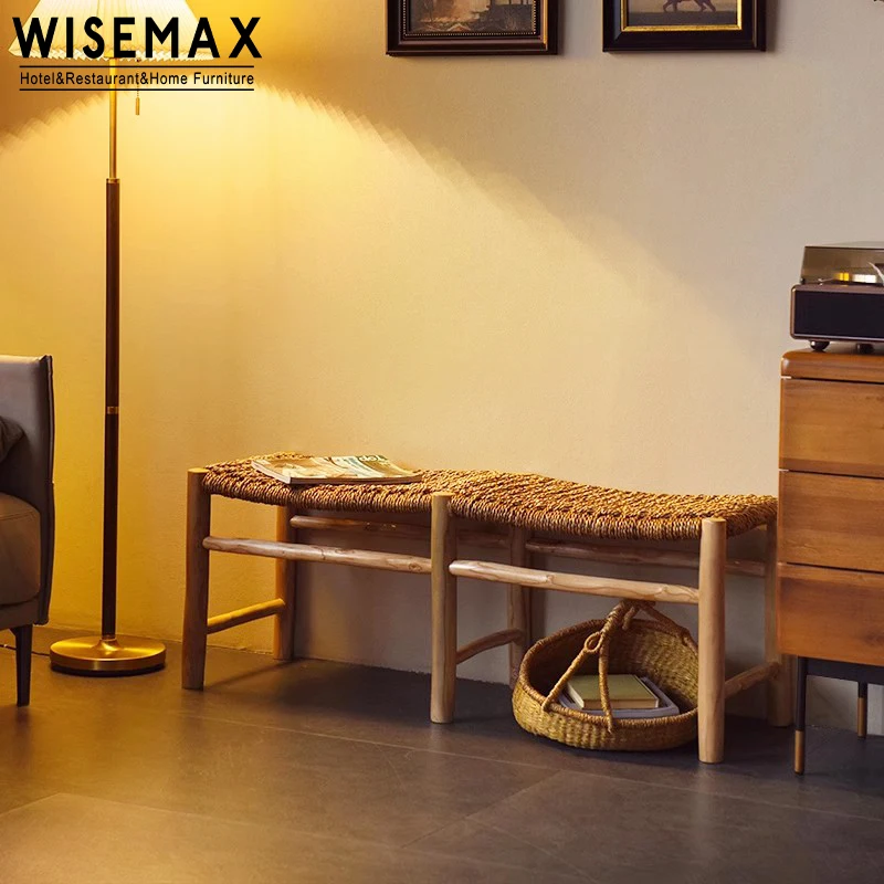 WISEMAX мебель Скандинавский дизайн для гостиной диваны скамья стул длинный оттоманский из цельного дерева ротанга скамейка обуви