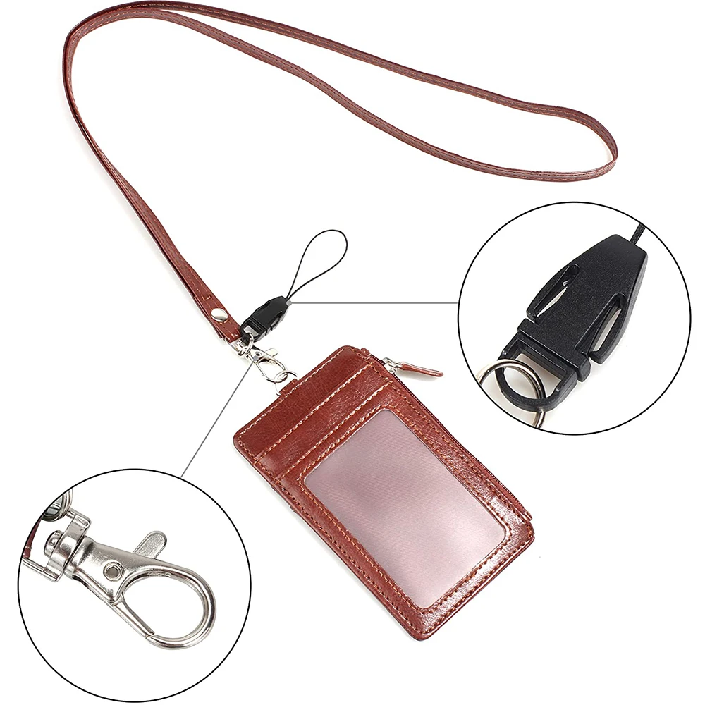 
High Quality PU Leather ID Badge Holder brown colour 