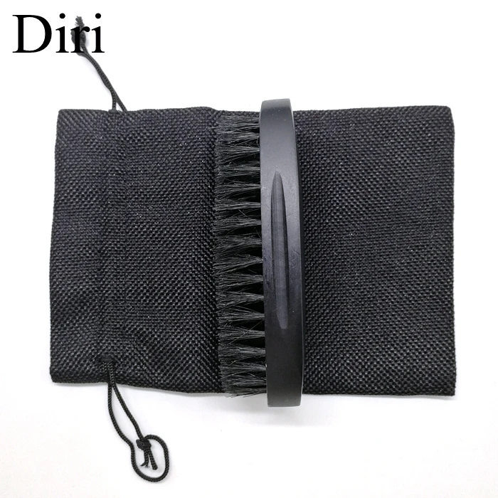 Wholesale  100% Boar Bristel Wooden Grain Curved Handle  Black Shaving Beard Brush