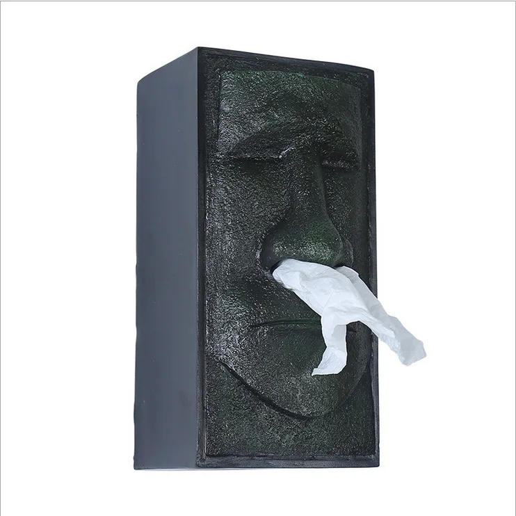 Amazon Easter Island Tissue Storage Box Creative Head Facial Tissue Box Holder Dispenser Face Retro Home Finishing Box