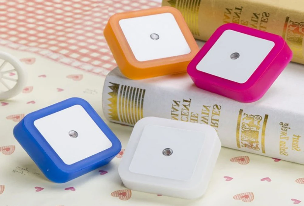 UK Plug Energy Saving Led Sleeping Wall Lamps Novelty Square Bedroom Sensor Night Light