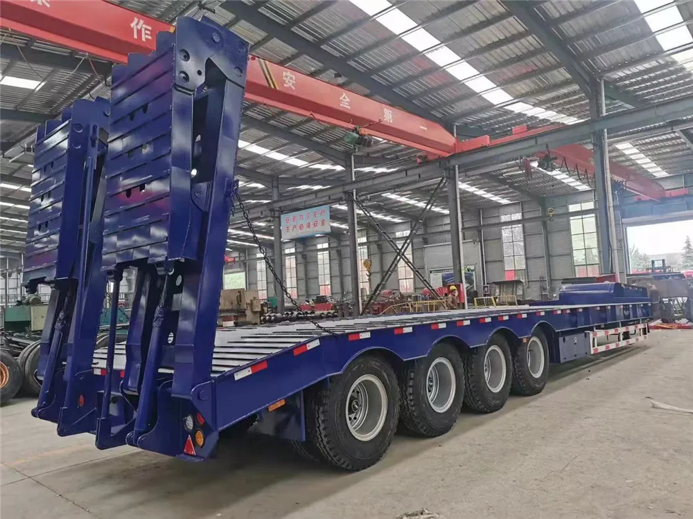 Transportation Engineering Machinery 3 Axles 4 Axles Body Widening Load 80 Ton 120 Ton Low Flatbed Truck Trailer Special Vehicle