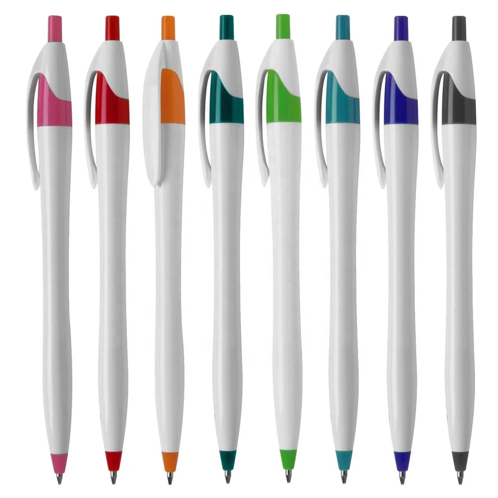 Economical  Popular Slim Stylish Plastic Pen with Contoured Design 1200M Writing Custom Logo Promotional Gift PP131 Oracle White