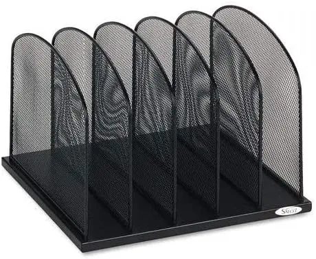 Onyx Mesh 5 Sort Vertical Desktop Organizer Black Powder Coat Finish, Durable Steel Mesh Construction