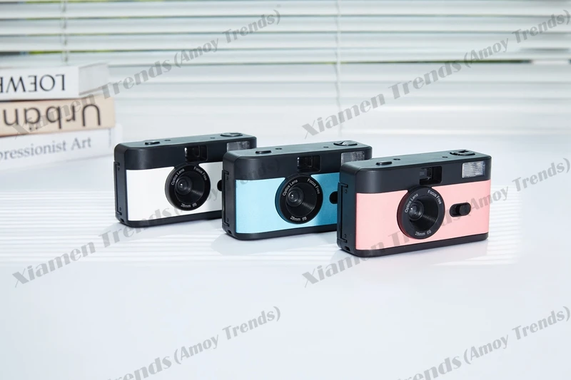 PREMIUM colorful reloadable non disposable white 35mm reusable film cameras with flash custom kodak vintage retro m35 re usable