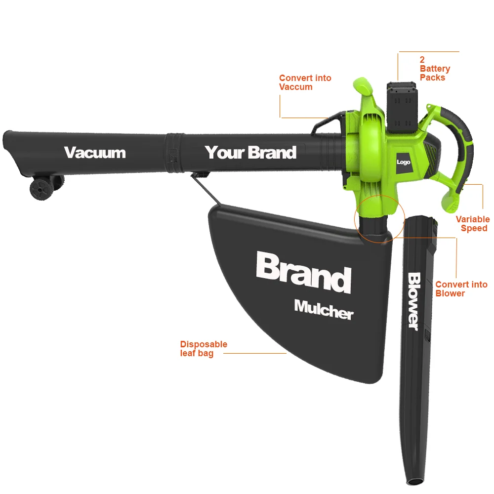Electric cordless 3 in 1 Variable-Speed Yard Leaf Cordless Blower Vacuum Mulcher