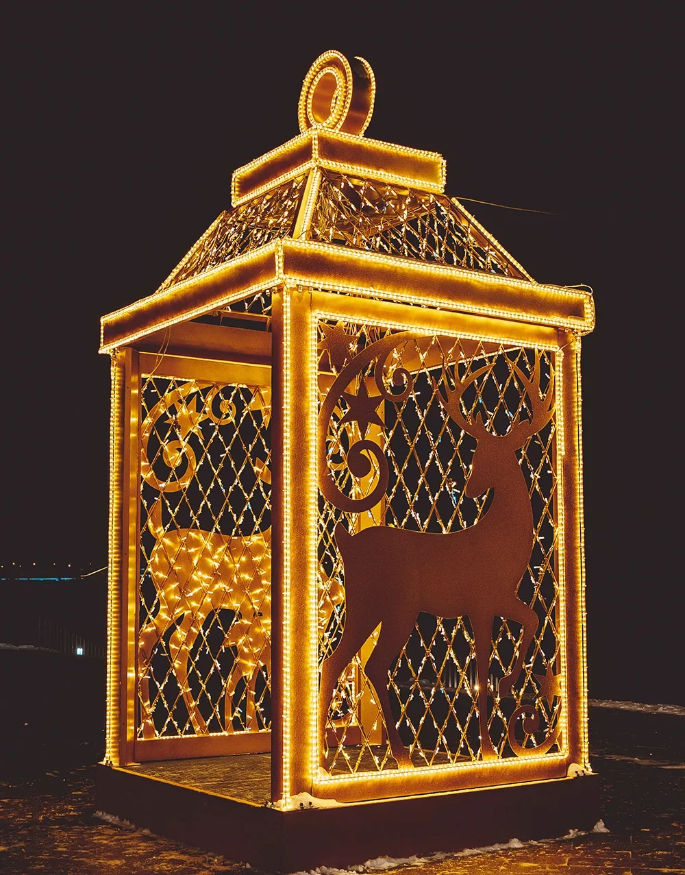 Commercial Outdoor Waterproof Giant 3D Metal candle Lantern Moon Star Motif lights Christmas Ramadan Events decorations