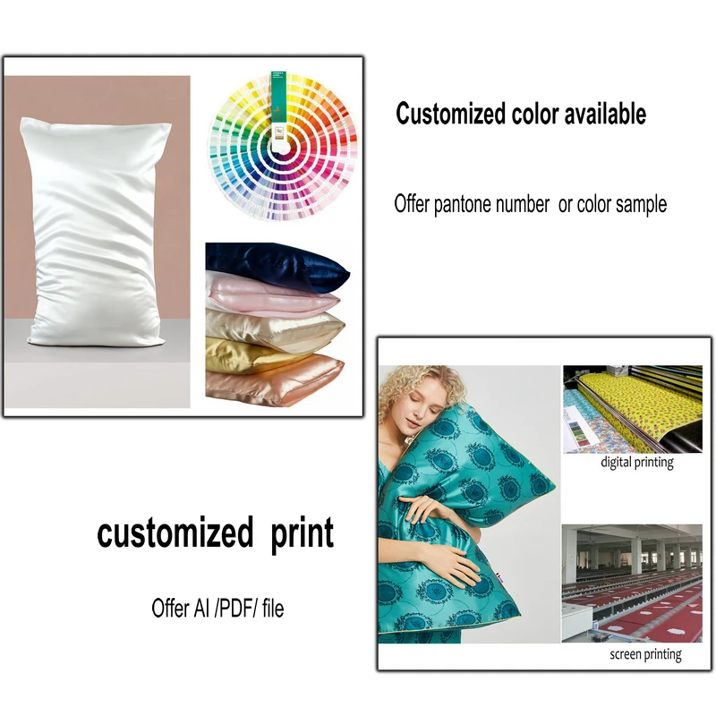 Custom Logo Colourful Luxury 19 22 25 30 momme Real Vegan Mulberry Silk Pillowcase 100% Pure Silk Pillow Case