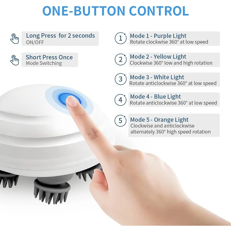 Portable Handheld Waterproof Electric Head Massager with 4 Kneading Heads and 100 Nodes Scalp Massager